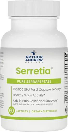 Vista 11 de Arthur Andrew Medical, Serretia, fórmula de serrapeptasa para apoyo muscular y sinusal, 30 cápsulas