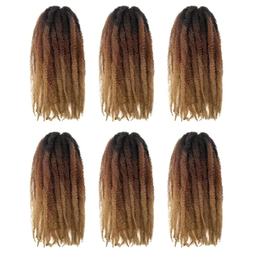 Vista 19 de ToyoTress Bob Marley Twist Hair - 8 Pulgadas Paquete de 6 Cabello Marley Negro Corto Para Locs Falsos, Extensiones de Cabello Rizado Afro Kinky
