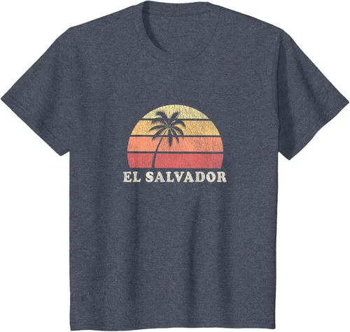 Vista 61 de El Salvador Vintage 70s Retro Throwback Design Camiseta, Azul