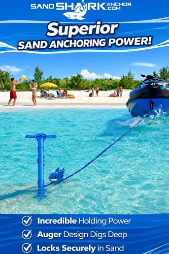 Vista 6 de SandShark - Anclaje para barco deportivo y anclaje para moto acuática. Poste de anclaje de agua poco profunda para barco y PWC. Kit de anclaje