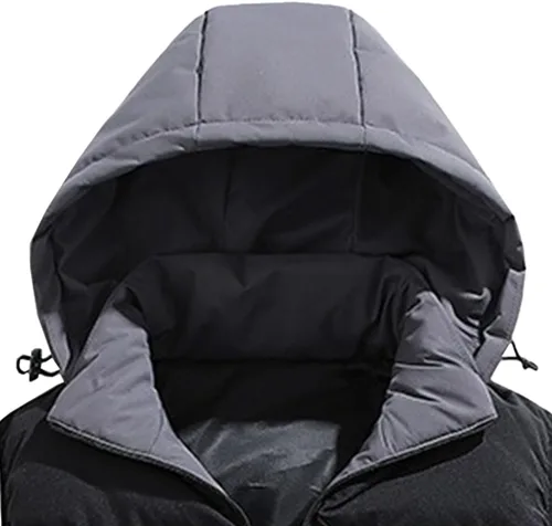 Vista 5 de Chaleco de invierno para hombre, acolchado, sin mangas, con capucha extraíble, informal, con cremallera y cálido.