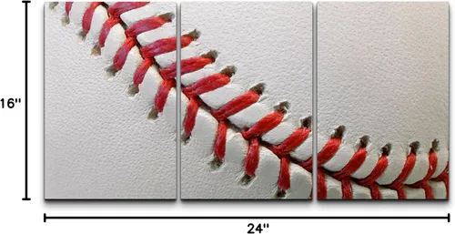 Vista 79 de wall26 Lienzo enmarcado para pared, juego de arte de primer plano, detalles de costuras de béisbol, atletas deportivos, fotografía, moderno