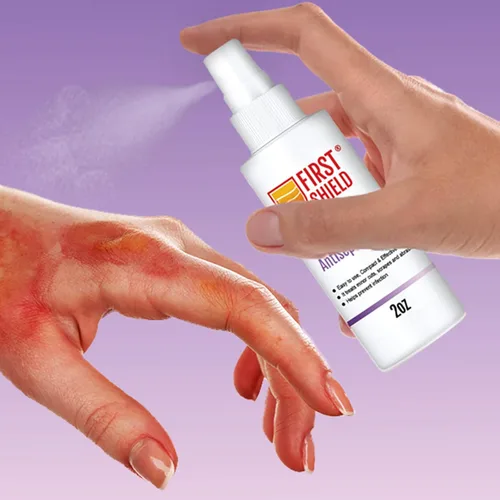 Vista 3 de Spray antiséptico de primeros auxilios, limpiador de heridas, cloruro de benzalconio para cortes menores, rasguños y quemaduras, 2 onzas, 1.0