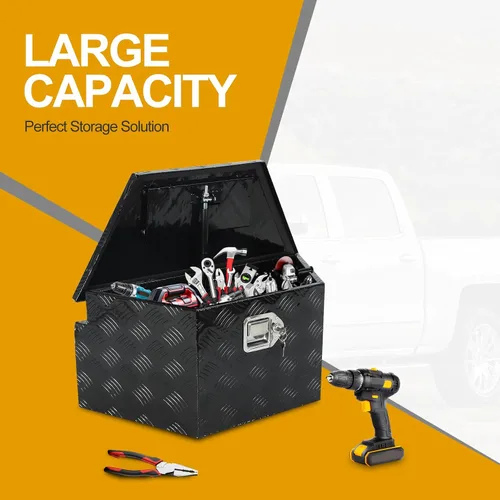 Vista 6 de Caja de herramientas de aluminio de 26 x 13.25 x 12 pulgadas, caja de herramientas con patrón de banda de rodadura de 5 barras, caja de herramientas