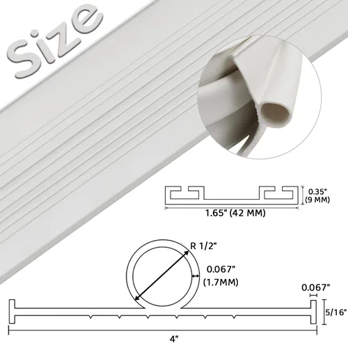 Vista 2 de Sellos de puerta de garaje de goma inferior con kit de base de retención de pistas de aluminio preperforado, kit de sellado de clima de forma de U