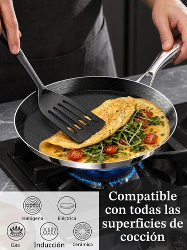 Vista 4 de Innerwell Sartén antiadherente para crepas de acero inoxidable de 10 pulgadas, sartén híbrida para panqueques de 3 capas