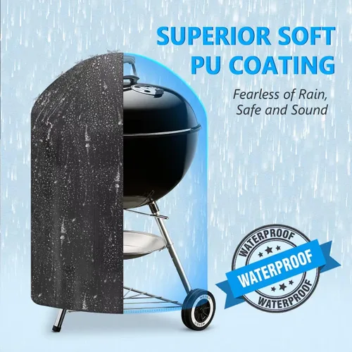 Vista 7 de Funda para Parrilla Kettle de 22 Pulgadas - Funda Superior para Parrilla de Carbón para Parrilla Weber Kettle - Fundas de Barbacoa al Aire Libre