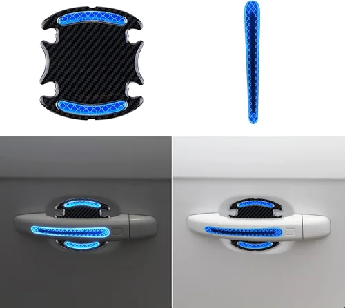 Vista 3 de Adhesivos reflectantes para automóviles con protector de arañazos para manija de puerta de automóvil, accesorios exteriores para auto (azul)