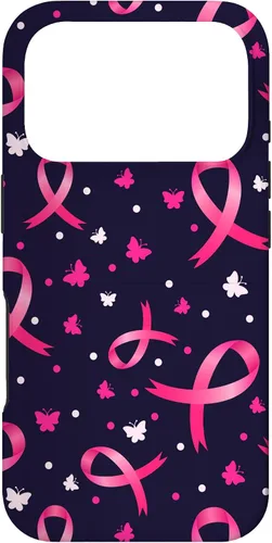 Vista 30 de Funda de soporte para iPhone 17 de mujeres de concientización sobre el cáncer de mama con patrón de cinta rosa