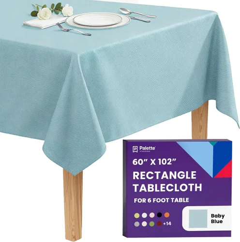 Vista 142 de Gee Di Moda - Mantel rectangular de 60 x 84 pulgadas – Mantel rectangular de poliéster lavable para mesa de 5 pies