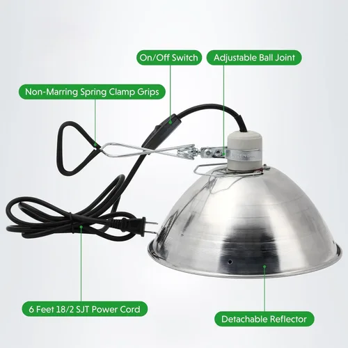 Vista 7 de Simple Deluxe Paquete de 1 lámpara de abrazadera de 10.5 pulgadas, enchufe E26 de 250 vatios (bombilla no incluida), reflector de aluminio y base