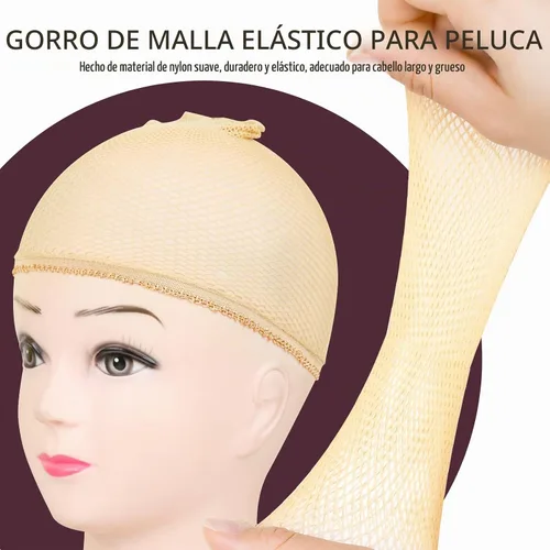 Vista 4 de FANDAMEI Red de gorras de peluca, 4 gorras de malla de malla con extremo abierto, gorra de peluca marrón claro para mujeres, gorras de malla