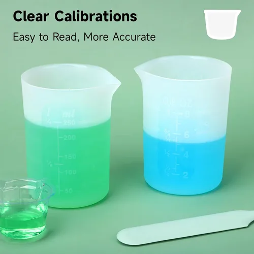 Vista 3 de Vasos medidores de silicona grandes de 8.5 fl oz, vasos de resina reutilizables de 8 onzas para epoxi, moldes de fundición, slime, proyectos de arte