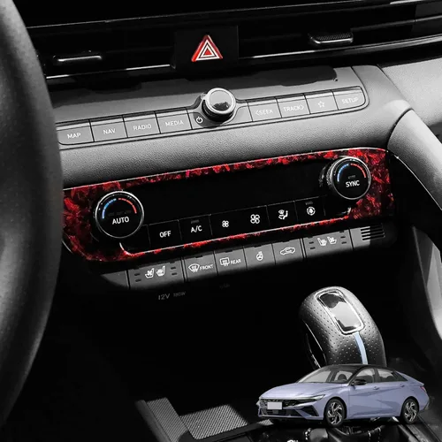 Vista 9 de Panel de botón de interruptor de aire acondicionado de estilo fibra de carbono para consola central, cubierta Compatible con Hyundai Elantra N