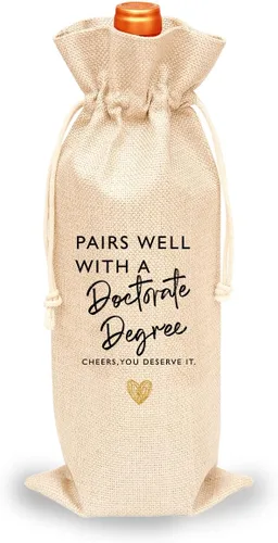 Vista 5 de Toctose Regalo de graduación de doctorado - Bolsa de vino para él, ella, hijo, hija o amigo - GDWB014