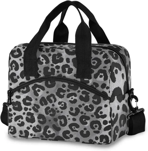Vista 9 de Lonchera con estampado azteca, lonchera de gran capacidad para hombres y mujeres, bolsa cruzada aislada para el almuerzo reutilizable