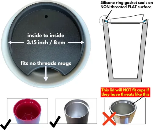 Vista 5 de MIE Tapa de Repuesto para Taza de Café y Taza de Té - Compatible con Taza de Viaje de Cerámica Starbucks 10oz / 12oz / 16oz, Tapa de Vaso, Tapa