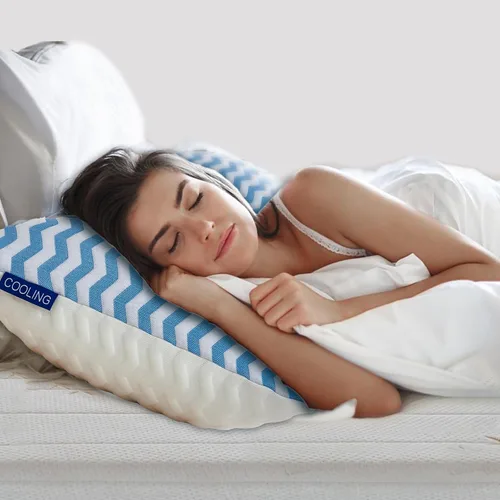 Vista 6 de Almohadas de tamaño estándar – Almohada firme ajustable para dormir de espalda, boca abajo y de lado – Almohada de enfriamiento de espuma