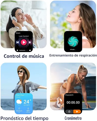 Vista 7 de GRV Reloj inteligente para mujer, llamada Bluetooth, para iPhone Android Rosa bebé