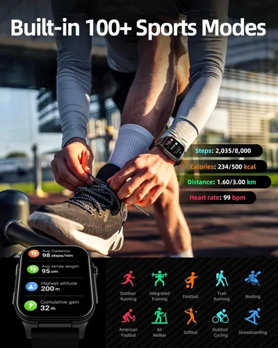 Vista 6 de Parsonver Smart Watch for Men Women GPS, 10-Day Battery Fitness Tracker with Bluetooth Calling, 100+ Sports Modes, Heart Rate, Sleep Monitor, Step