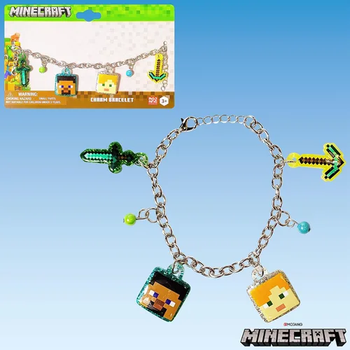 Vista 5 de LUV HER Pulsera de Minecraft de 7" con 4 dijes de metal - Minecraft - A partir de 3 años