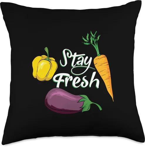 Vista 4 de Stay Fresh Vegetables Canteen Lunch Cafeteria Academy Throw Pillow