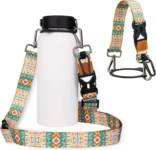 Vista 8 de WK IEASON 2 in 1 Water Bottle Handle Strap Carrier with Shoulder Strap for Hydro Flask Wide Mouth 12oz-64oz, Adjustable Water Bottle Sling Holder