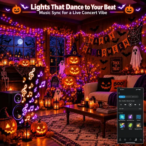 Vista 3 de 120LED 44FT Smart Color Cambio de Halloween Cadena de luces RGB App