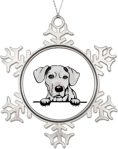Vista 3 de Adorno de copo de nieve de metal – Sato Dog Ornament Acuarela Peeking Dog Mom Pet Novedosos adornos de copo de nieve de metal regalo para perro mamá