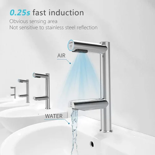 Vista 2 de AIKE Grifo Air Tap Secador de Manos de Alta Velocidad Lavado+Seco Modelo AK7130, Cromo "F"TAP Series,Wash and Dry,Standard Height for Most