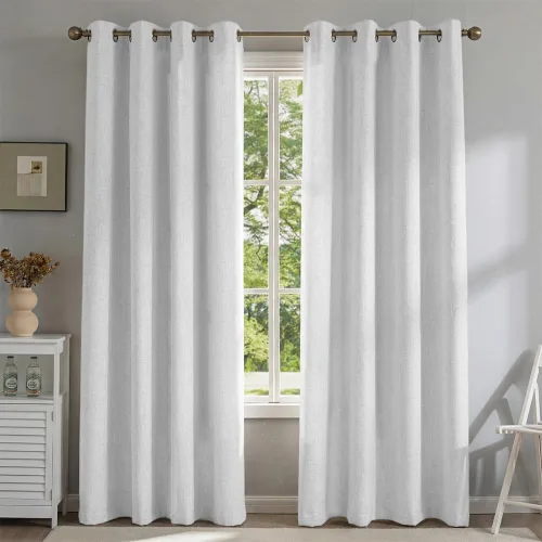 Vista 14 de Cortinas de lino libres de PFAS en negro de 63 pulgadas de largo, juego de 2 paneles, 100% cortinas opacas largas para dormitorio, sala de estar