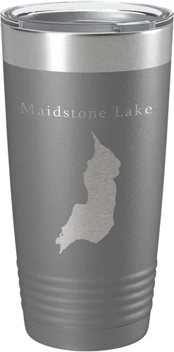Vista 7 de Maidstone Lake Map Tumbler Travel Mug Insulated Laser Engraved Coffee Cup Vermont 20 oz Black