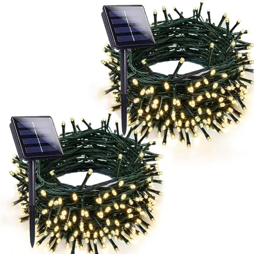 Vista 19 de Solar Christmas Lights Outdoor 2 Pack 66FT 200 LED String Lights Multicolor