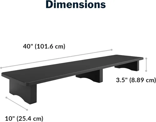 Vista 2 de Vari Elevador moderno para monitor, soporte grande para monitor doble, estante elevado de escritorio para organización de oficina en casa, duradero