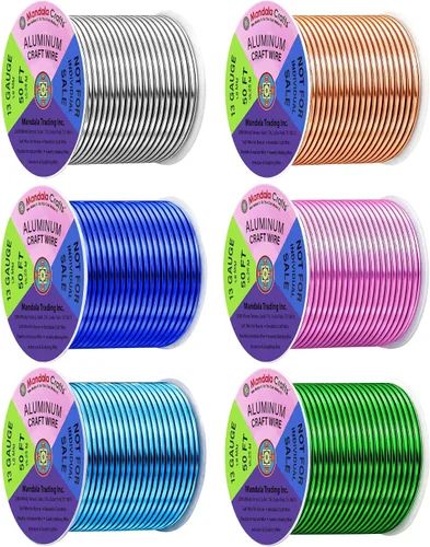 Vista 263 de Mandala Crafts - Alambre de aluminio anodizado de calibre 22 para hacer joyas - 137.2 m de alambre flexible surtido y coloreado - Doble para bonsái