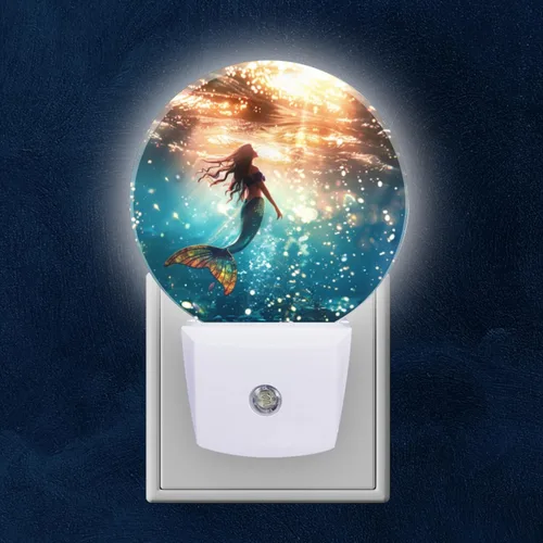 Vista 10 de Lámpara de Luz Nocturna LED Redonda con Sensor de Anochecer a Amanecer, Vidrio Emplomado Circular 3D con Luz Nocturna de Abejorro que se Enchufa a
