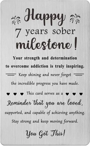 Vista 7 de TGCNQ Regalos de sobriedad de 1 mes - Regalos de recuperación para mujeres y hombres - Tarjeta de metal de aniversario sobrio de 30 días
