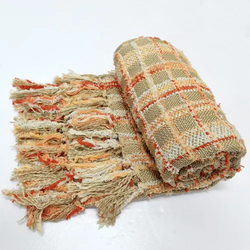 Vista 5 de Manta de punto de felpilla multicolor, suave, acogedora, esponjosa, reversible, bohemia a cuadros con borlas para sofá, silla, cama, sala de estar