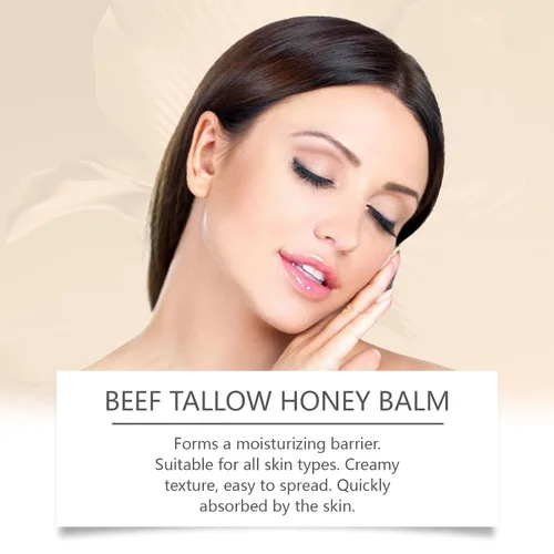 Vista 7 de Sarga de carne batida alimentada con pasto y bálsamo de miel para la piel, hidratante facial y corporal nutritiva, crema orgánica natural