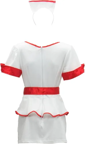 Vista 2 de Naughty Nurse Disfraz de Halloween para mujer, traje sexy y diadema
