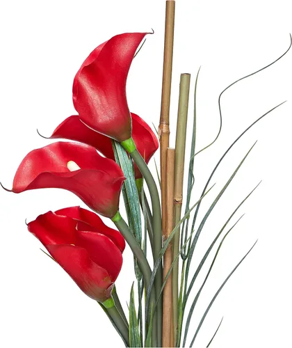 Vista 2 de Nearly Natural 1118-RD Calla Lilly - Arreglo de ilusión líquida en jarrón, rojo, 8 x 8 x 18 pulgadas