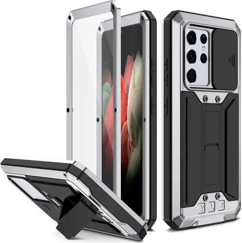 Vista 8 de Funda de metal para Samsung Galaxy S21/S21 Plus/S21 Ultra, [grado militar a prueba de golpes] [protector de pantalla integrado] Funda protectora