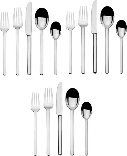 Vista 8 de Mikasa Zena - Juego de cubiertos de acero inoxidable 18/0 de 20 piezas, con tenedores de cena, tenedores de ensalada, cuchillos, cucharas