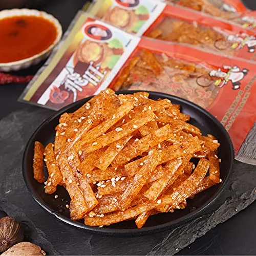 Vista 5 de YUYONGTANG Tiras picantes Feiwang Hunan 8090 bocadillos nostálgicos tiras picantes tiras picantes tiras picantes 8090 aperitivos picantes tiras