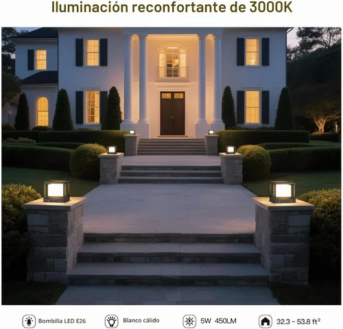Vista 5 de MVBT Luces de poste al aire libre de 7.1", luz de pilar con cable duro, luz