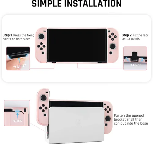 Vista 3 de FUNDIARY Flip Shell - Funda acoplable para Nintendo Switch OLED modelo 2021, accesorios para consola Switch OLED y Joycon con protector de pantalla