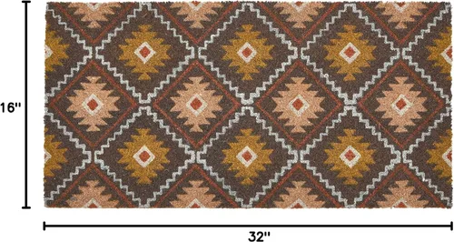 Vista 3 de Main + Mesa Felpudo de fibra de coco natural con estampado geométrico de nómadas, multicolor