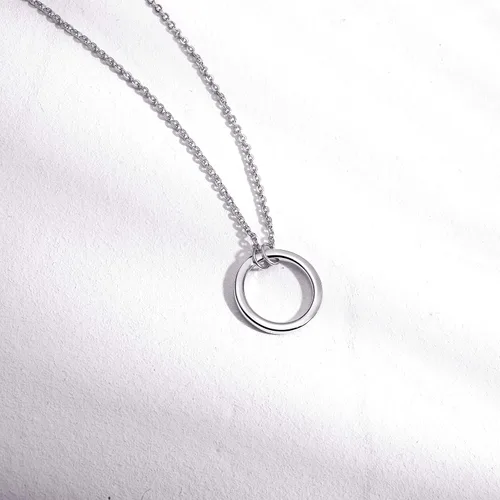 Vista 5 de S.Leaf Collar circular de plata de ley con círculo abierto para mujer, collares para mamá, Metal
