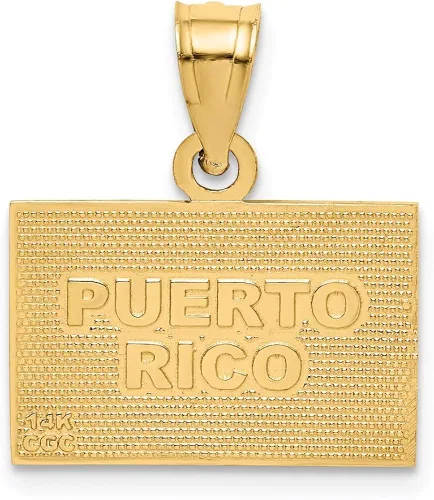 Vista 4 de Colgante de bandera de Puerto Rico esmaltada en oro amarillo de 14 quilates Esmalte Sin tipo gema