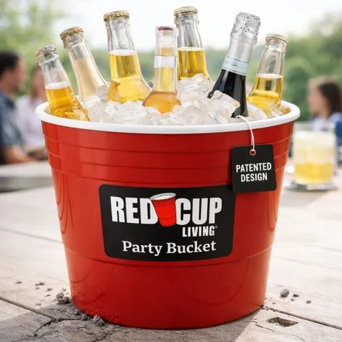 Vista 9 de Red Cup Living Cubo de hielo grande para fiestas, enfriador de bebidas aislado de 201 onzas para fiestas, bar y cocina, cerveza de plástico